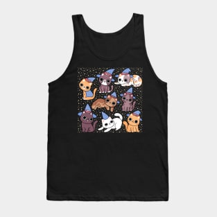 Cute wizard cats cartoon illustration Tank Top